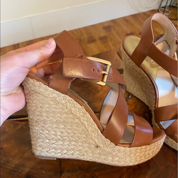 Michael Kors Giovanna Wedge Leather Sandal Platforms Size 10 - Picture 4 of 7